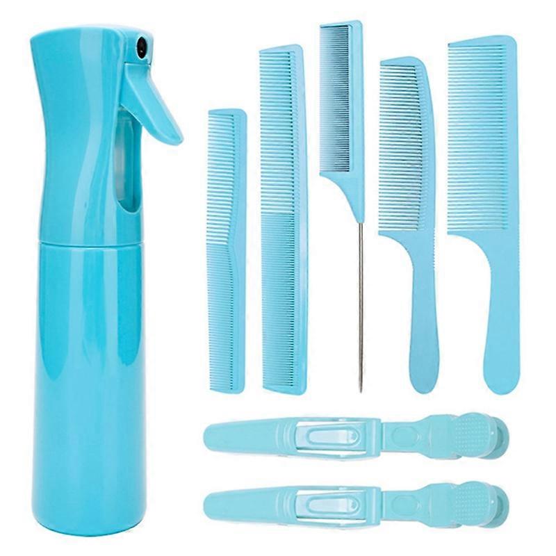 Blue 300ML Spray Bottle+Hairdressing Clip+Pointed Tail Comb+Hair Styling Comb Kit Home Salon DIY To
