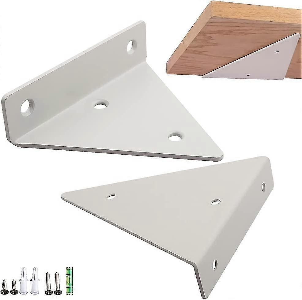 2pcs Shelf Brackets,metal Wall Mounted,floating,triangle Invisible Shelf Bracket With Screws (white)