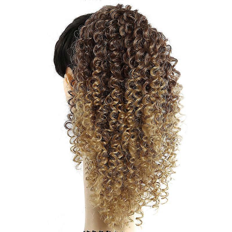Women Ponytail Hair Extension Clip Synthetic African Curly Hairpieces with Elastic Band Comb
