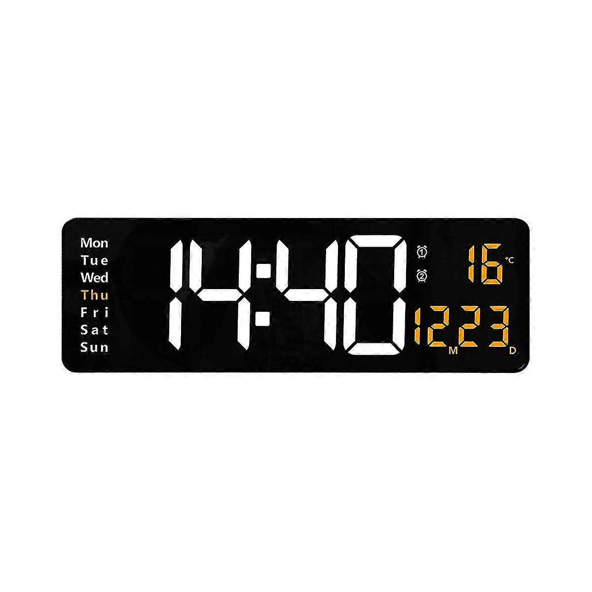 16-inch Led Digital Display Wall Clock Temperature And Humidity Display European Wall Clock Timer Countdown Timer Orange