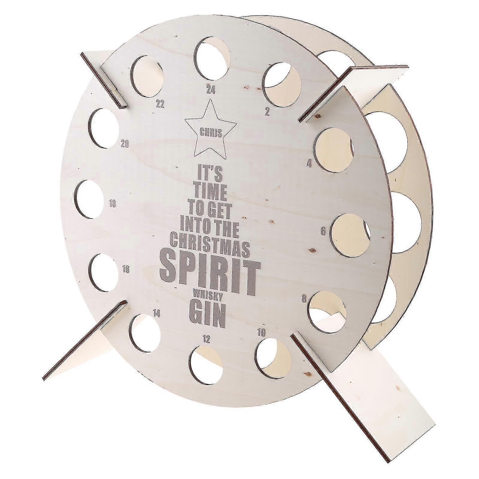 Χριστούγεννα Advent Ημερολόγιο Γύρος κάτοχος μπουκαλιών κρασιού Ξύλινη αντίστροφη μέτρηση 24 ημέρες για το σπίτι σαλόνι Μπαρ Τραπεζαρία Διακόσμηση Δημιουργικές ξύλινες χειροτεχνίες