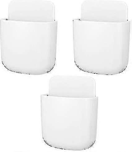 3 Pcs Remote Control Holders Wall Mount Office Storage Boxes (white)