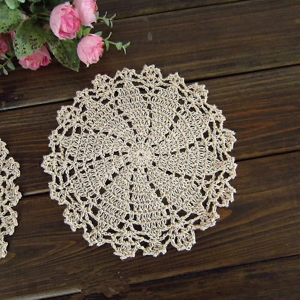 7 Polegadas 4pcs Rodada Artesanal De Crochê Mesa de Renda de Algodão Placemats Doilies Value Pack, Mix, Be