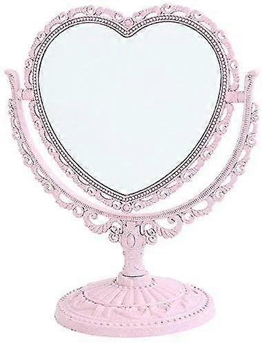 7-inch Heart-shaped Mirror Countertop Mirror Magnifying Double-sided Rotatable Vanity Mirror Bathroo