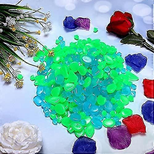 350 Pieces Glow In The Dark Pebbles Glow Garden Decorative Stones Glowing Rocks Yard Plant Decorations, Blue And Green