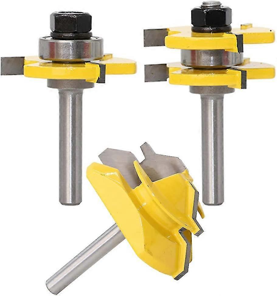 45 Degree Lock Miter Router Bit + Tongue Drill Bit + Groove Cutter 8mm Handle