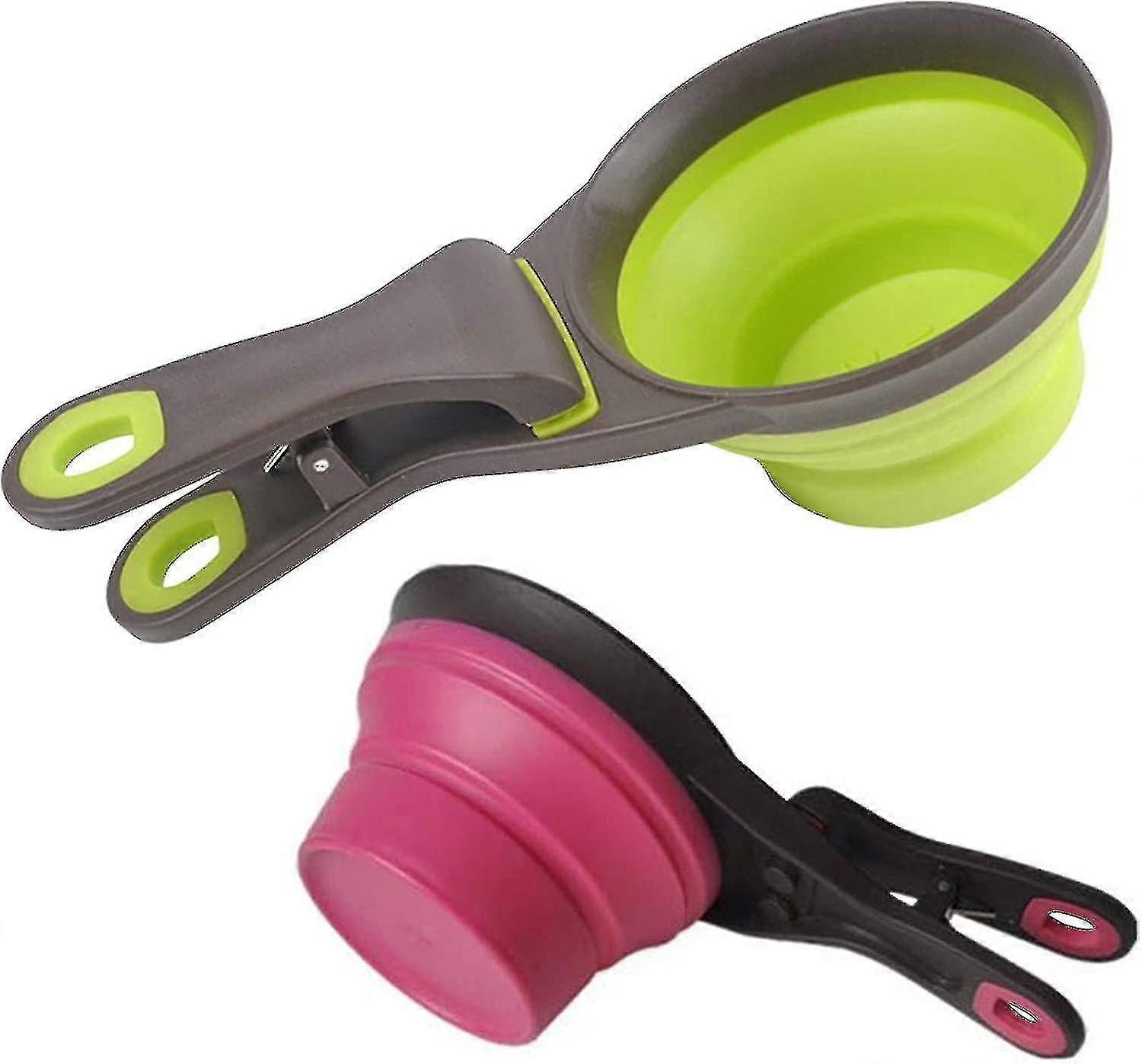 Collapsible Pet Scoop Silicone Measuring Set Sealing Clip 3 In 1 Multi-function Scoop