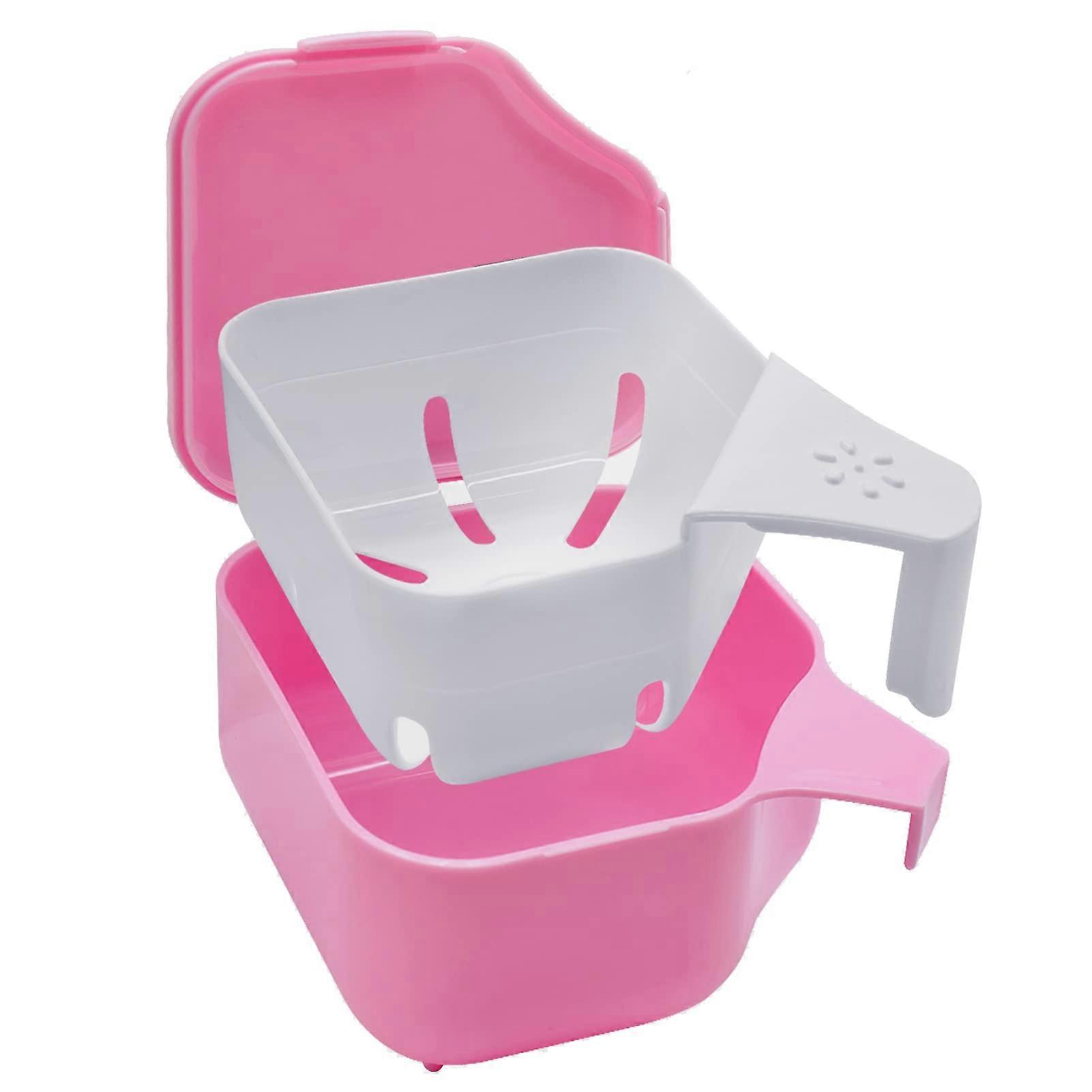 Denture Case for Storage and Immersion of Mouthguards(Pink)