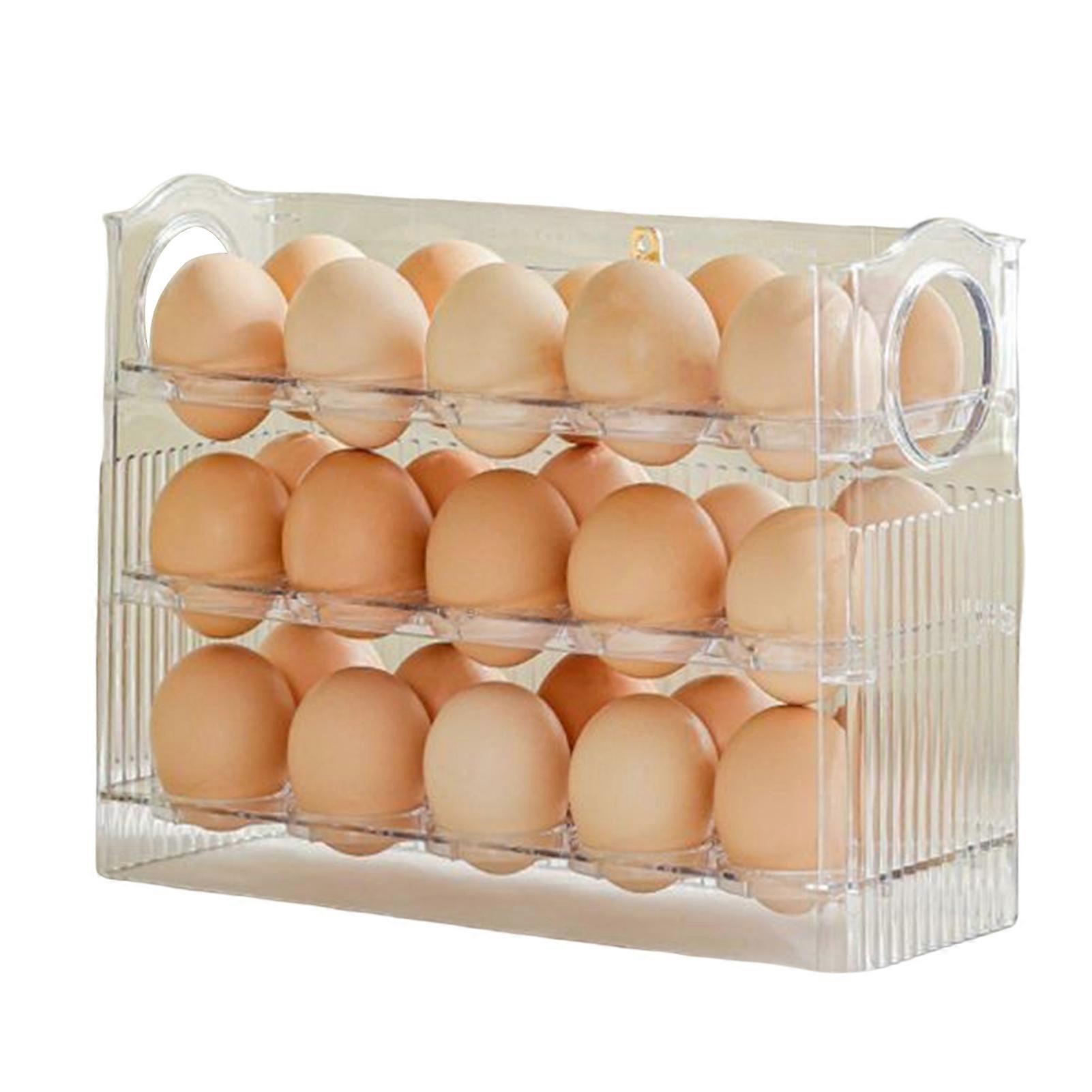 Egg Rack Rotatable Handle Design Protective Large Capacity Space-saving Store Eggs Reusable Refrigerator Door Egg Storage Container Kitchen Supplies K