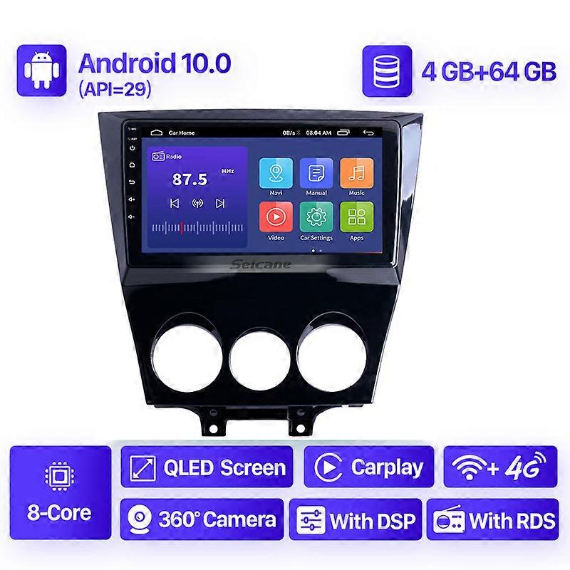 Android 10.0 2G+32G QLED Car Radio Head Unit Player For 2003 2004 2005 2006 2007 2008-2010 Mazda RX8 with Bluetooth GPS