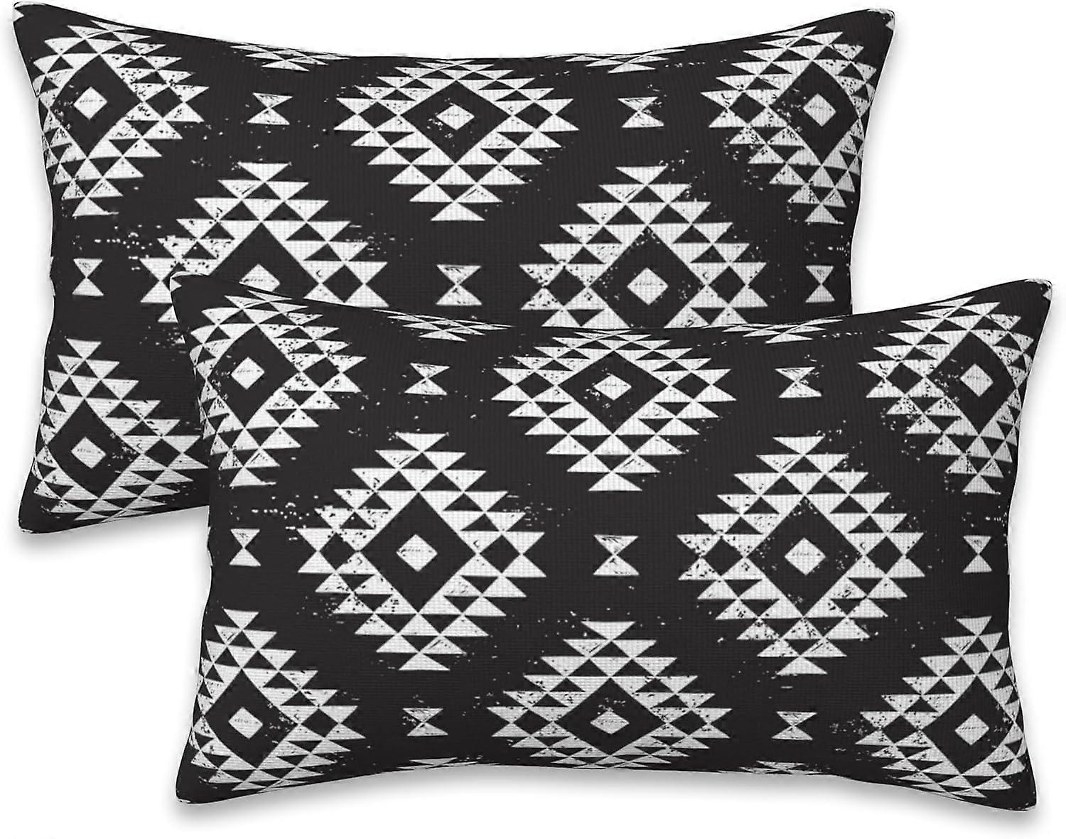 Capas de almofada preto e branco Conjunto de 20x12 polegadas Conjunto de 2 almofadas decorativas Capas de almofada para quarto sala de estar sofá