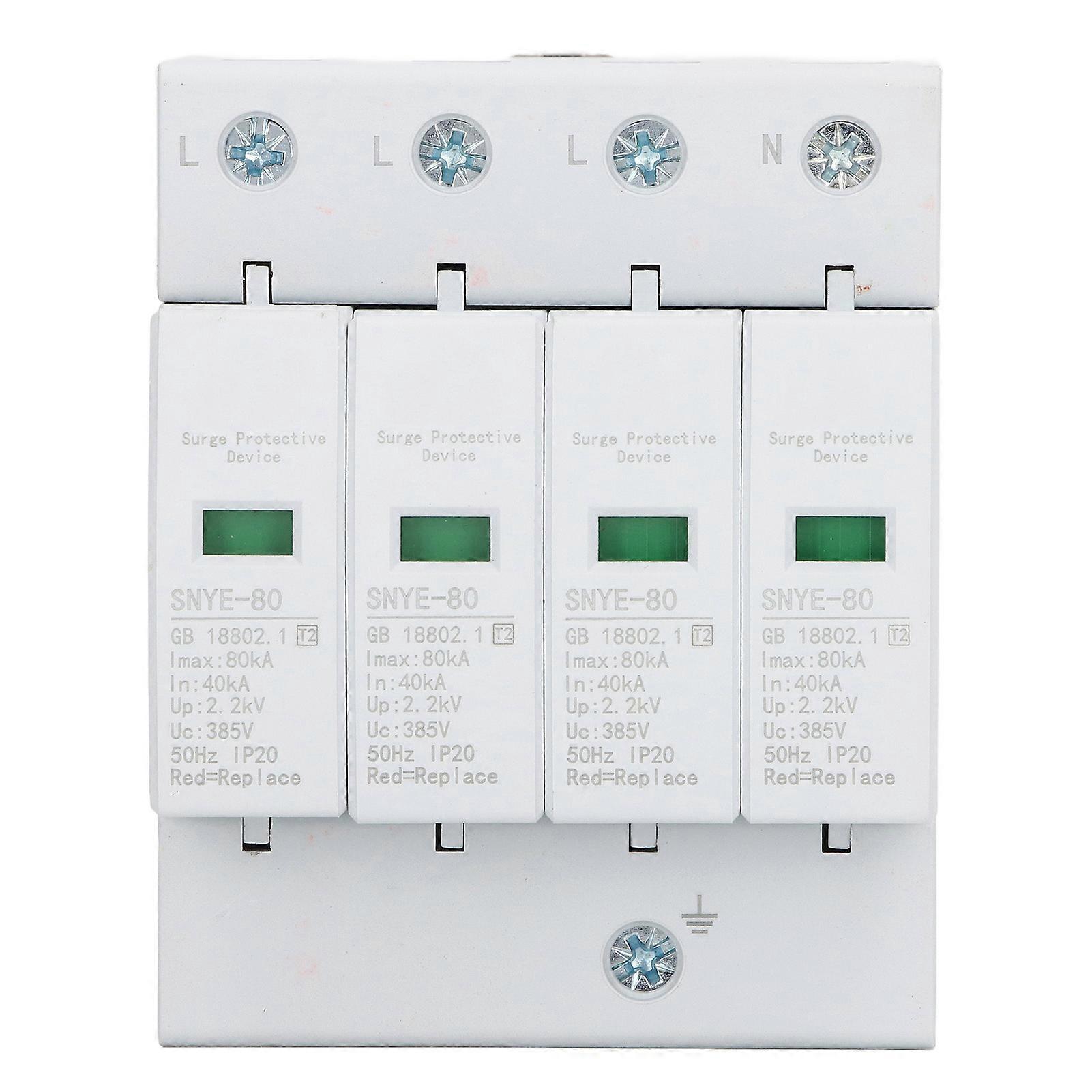 Surge Protective Device 80KA House Voltage Protector Quick Response Fault Indication Surge Arrester Device 4P 385V