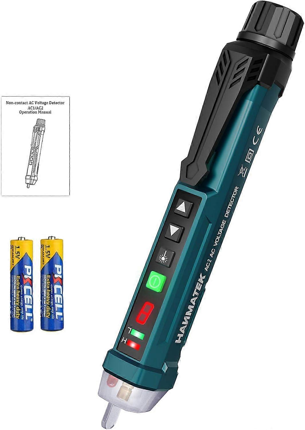 Non-Contact Voltage Detector, AC2 Adjustable Sensitivity with Laser Function/LCD Display/LED Flashlight/Dual Range 12V/48V-1000V