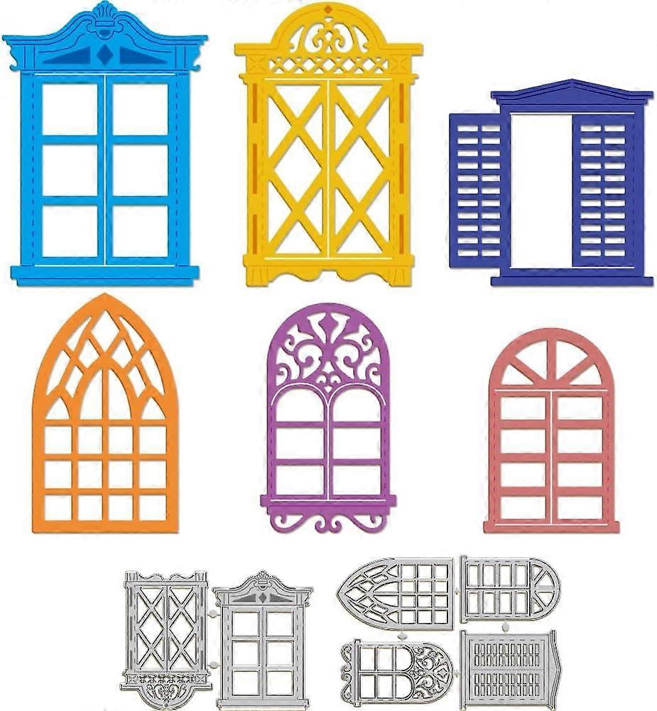 Retro Windows Metal Die Cuts Windows Frame Metal Cutting Die Window Background Frame Cutting Dies for DIY Scrapbooking Photo Album Decorative Embossin
