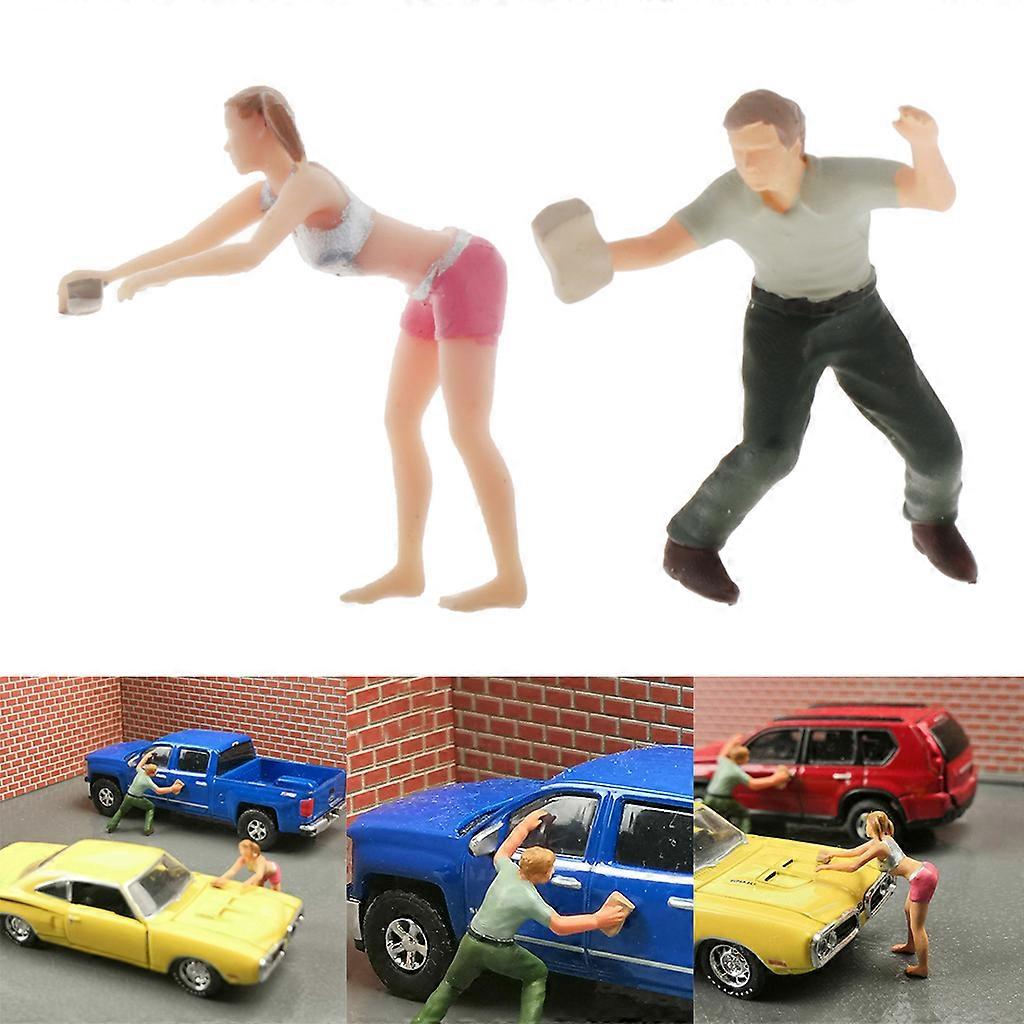 2 Stck RM 1:64 Diorama Autowaschpuppe Mnner/Frauen Modell Outdoor fr Siku