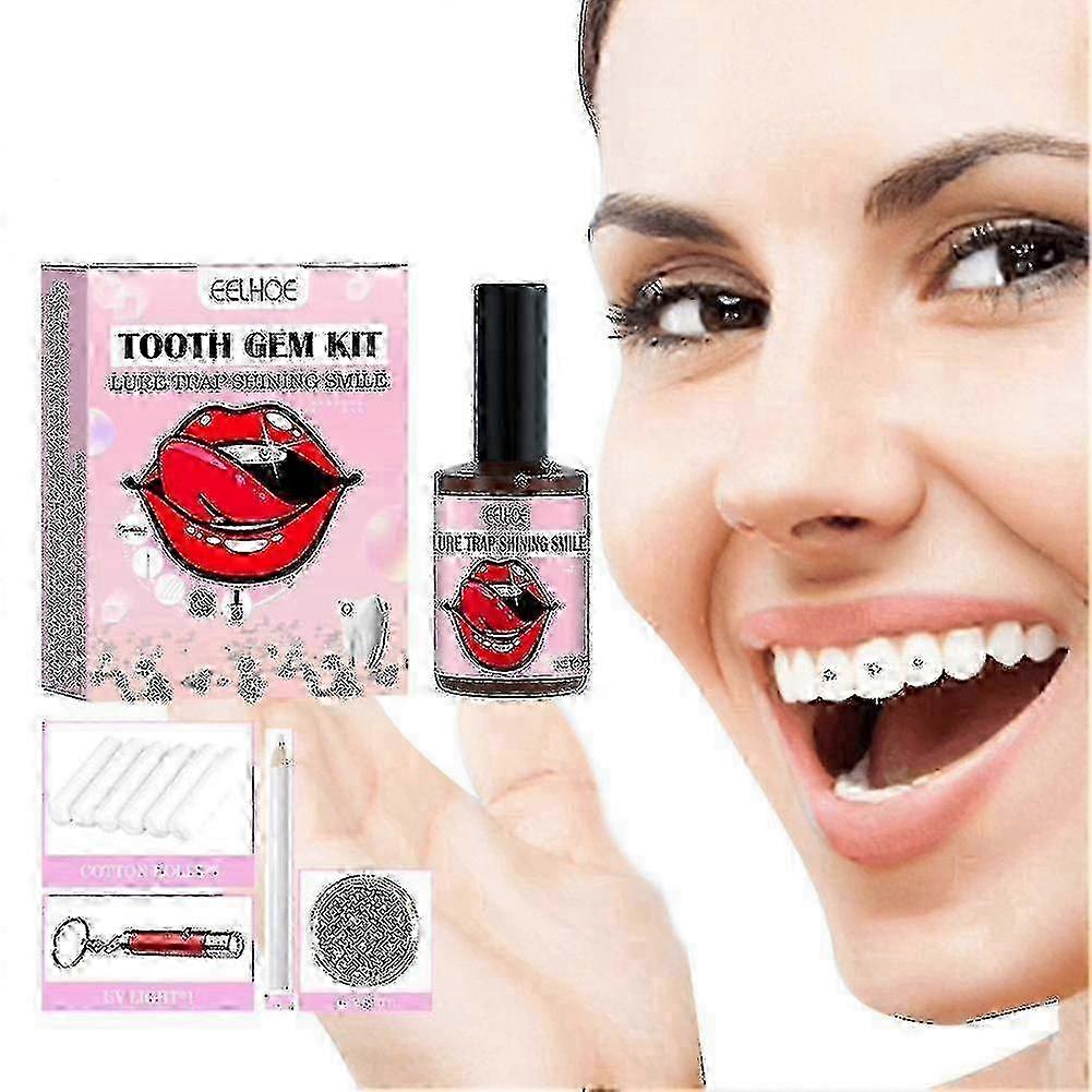 Diy Tooth Gem Starter Kit With Curing Uv Light Adhesive Glue Sparkle Crystals -