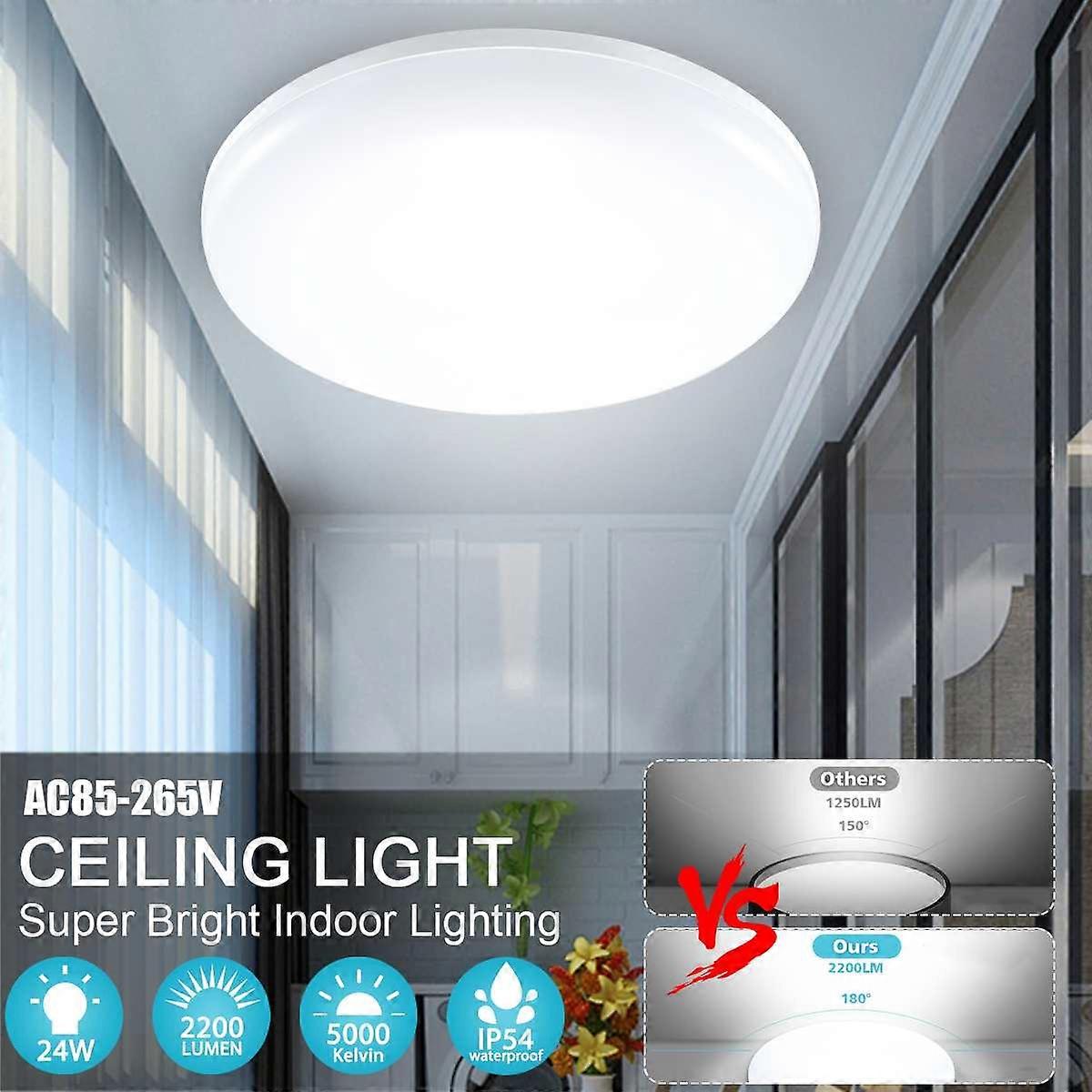 Modern LED Ceiling Light AC85-265V Bathroom Lighting Fixtures 24W Round Surface Mount Flush Panel Lamp for Home