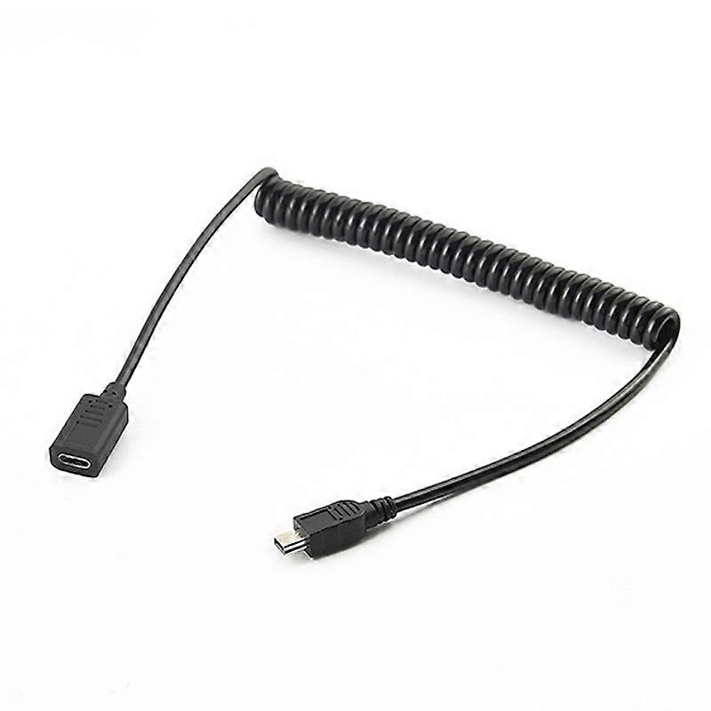 USB-C To Mini USB Cable Fast Data Transfer Charging Stretchable Spring Line