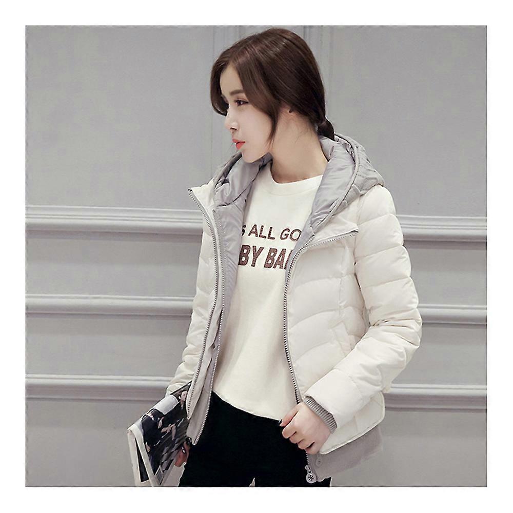 Hooded Down Coat Woman Slim Warm Screw Thread Chic