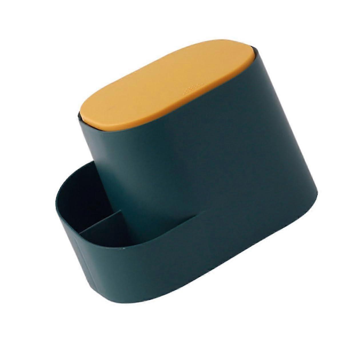 Push Type Mini Desktop Trash Can with Lid - Portable Countertop Garbage Bin for Office Table - Small PP Wastebasket