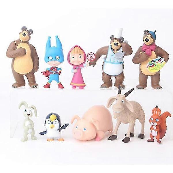 10 Pack Masha and the Bear Figures (3-7CM)