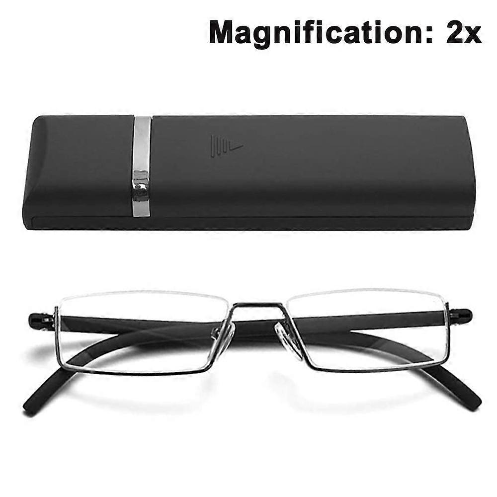 Clear glasses Half Frame Reading Glasses for Men and Women Lightweight Computer Readers with Portable mirror box