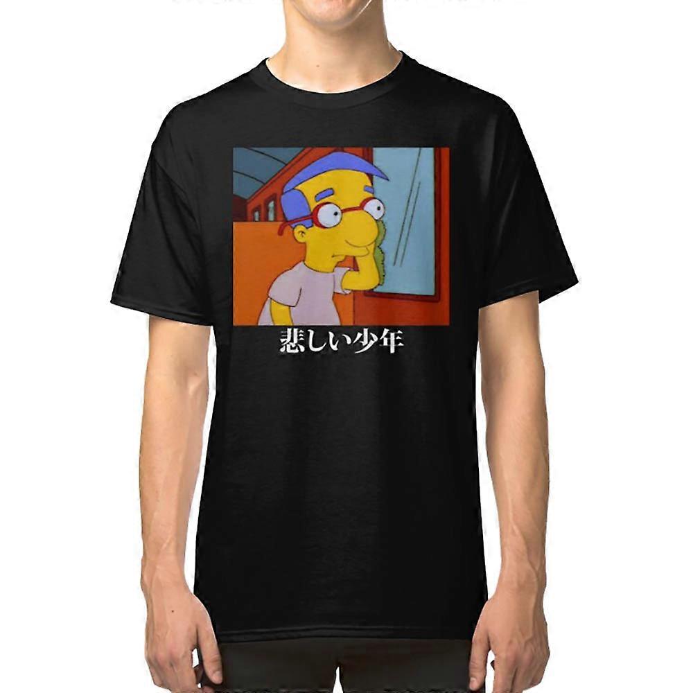sadboy milhouse beyaz harfli tişört