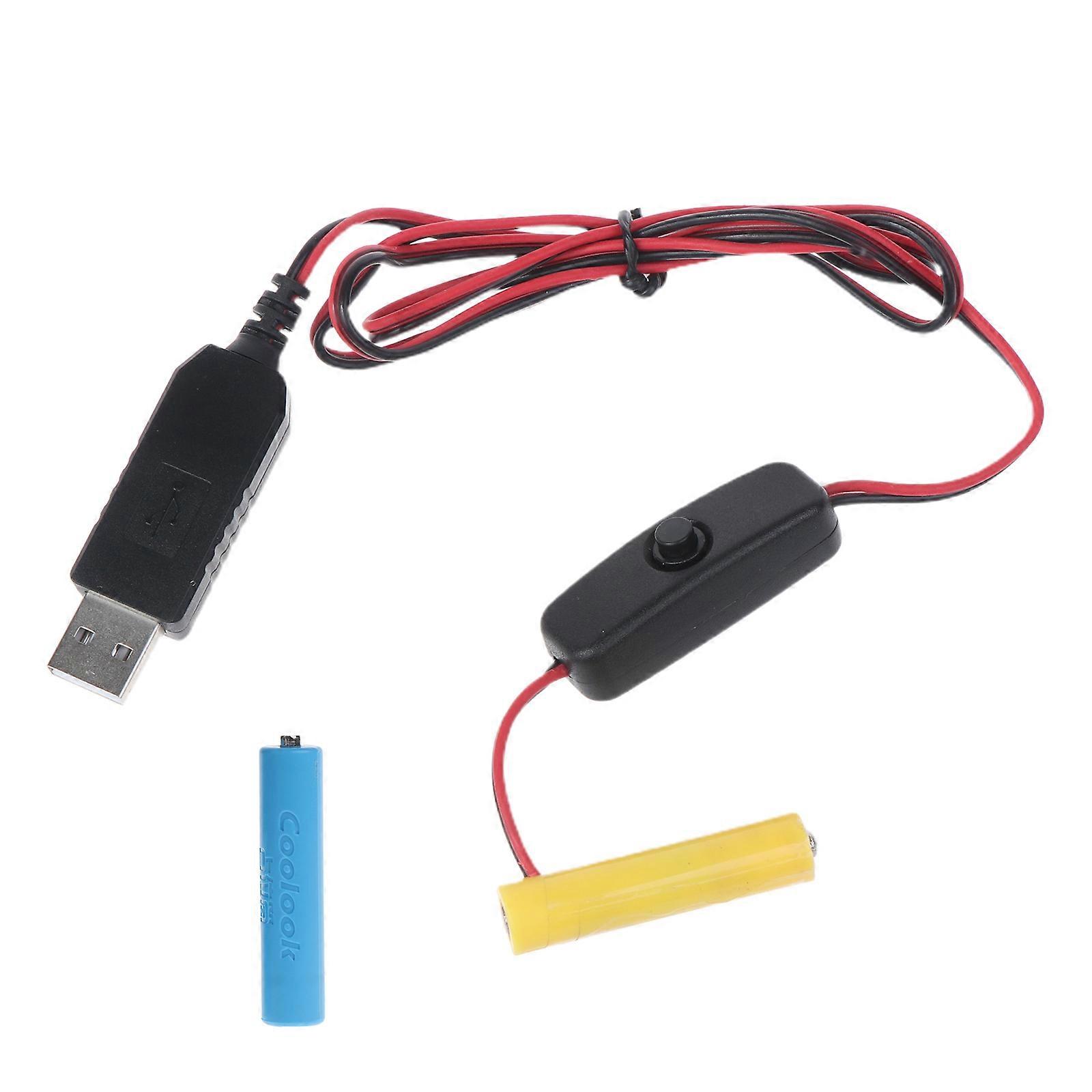 USB Power Supply Cable Replace AAA Battery Switch Electric Toy Clock LED Strip