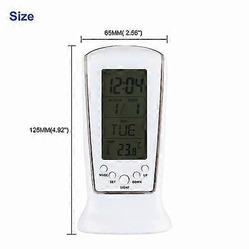 Electronic LED Digital Alarm Clock Blue Light Thermometer Display Mirror Lamp