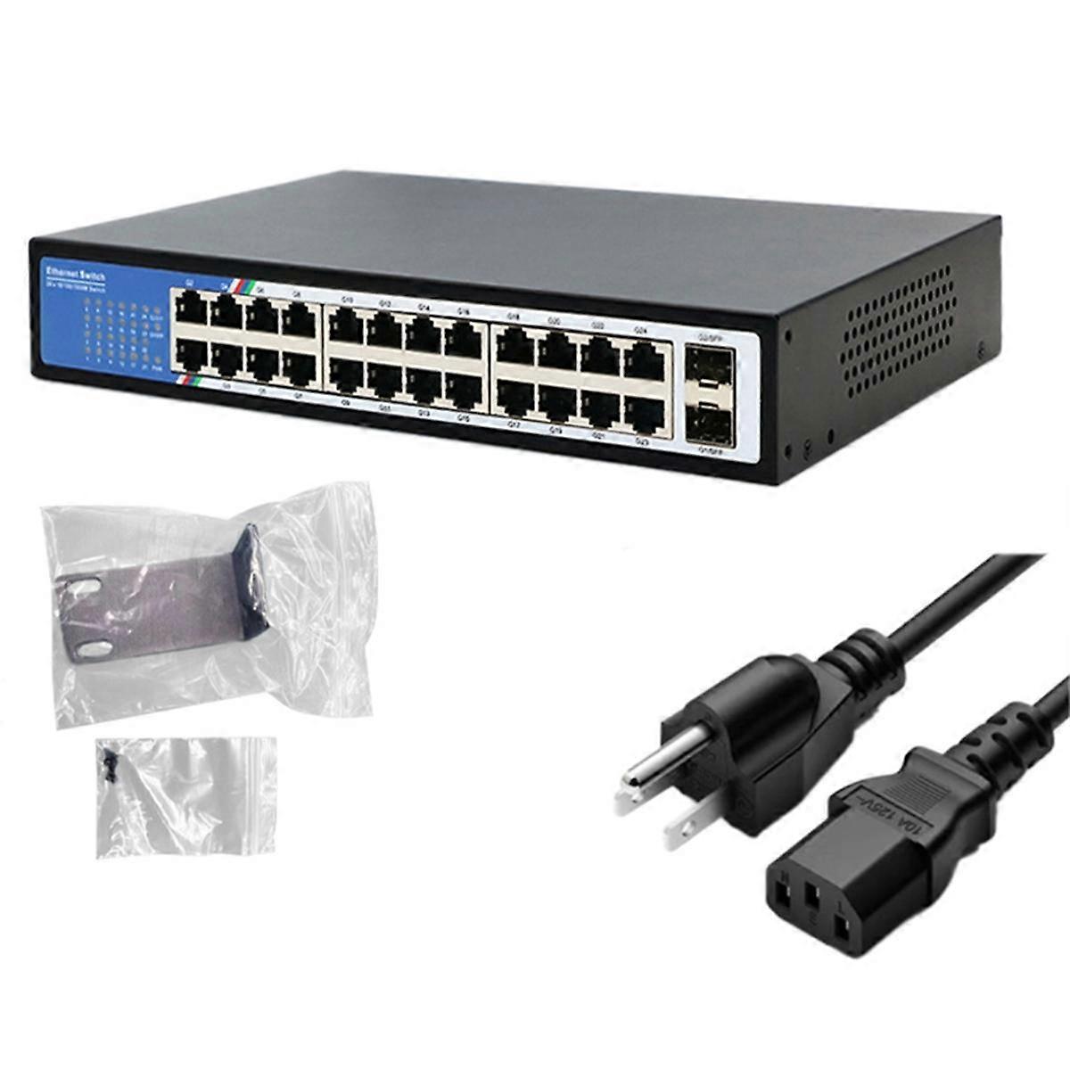 24 + 2SFP Gigabit Switch Ethernet Switch 10/100/100 0Mbps Netzwerk Switches Gigabit Hub Switch für Kleine LAN UNS Stecker