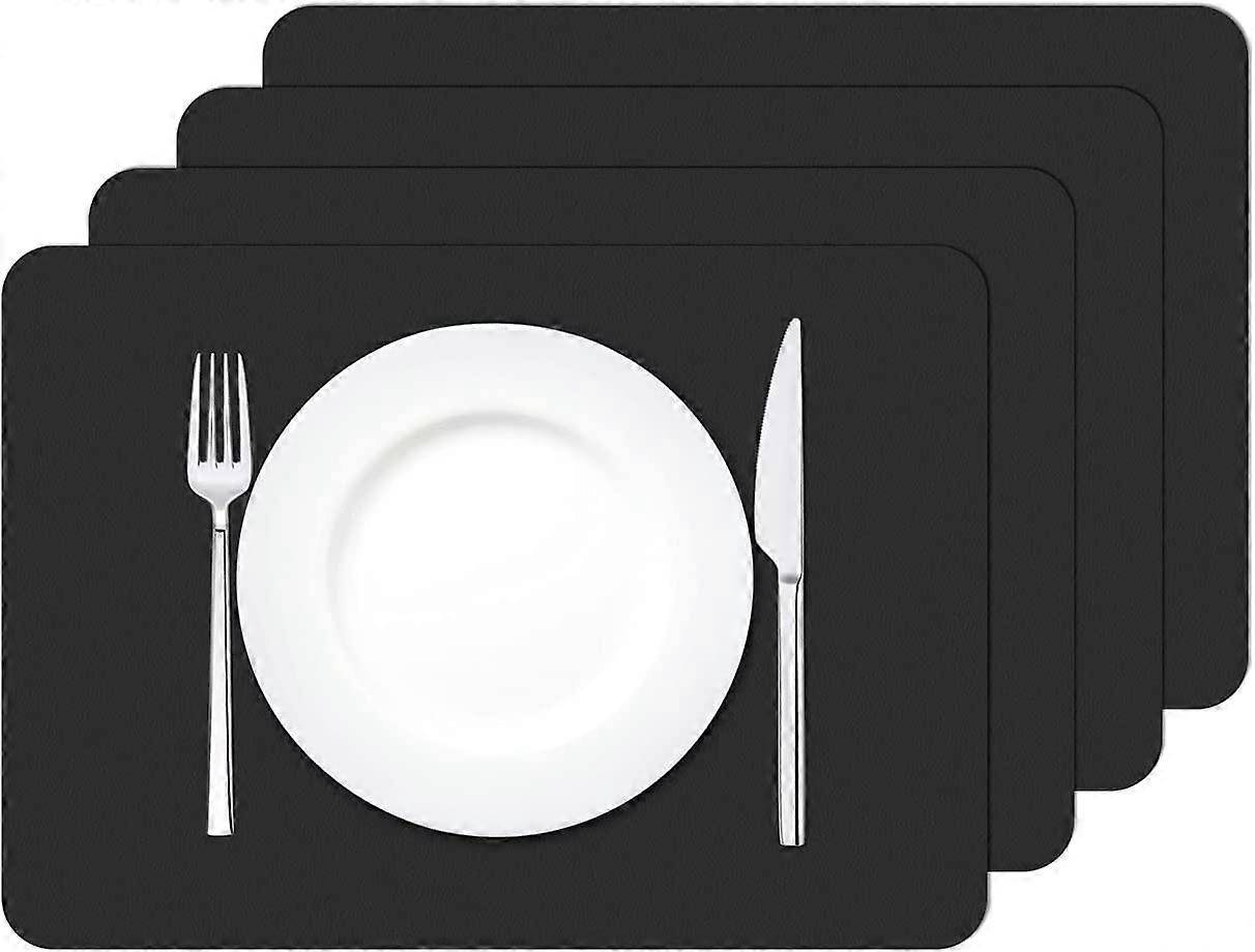Dww-45  30cm (Noir)-Sets de Table, Lot de 4 Sets de Table Lavable impermables Rectangulaire PVC Set de Table Rsistant  la Chaleur