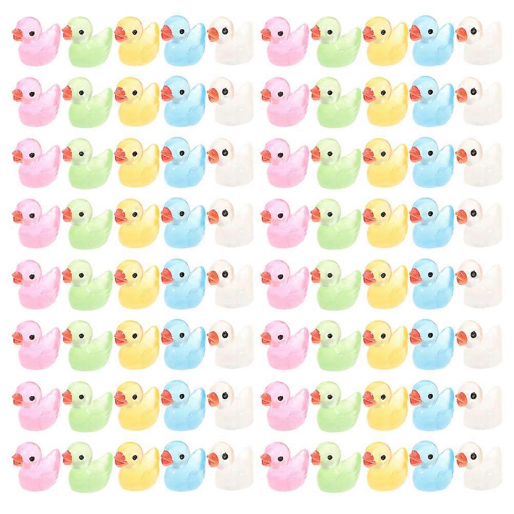 100pcs Mini Duck Figurines Resin Duck Statues Mini Duck Figurines Decors for Home