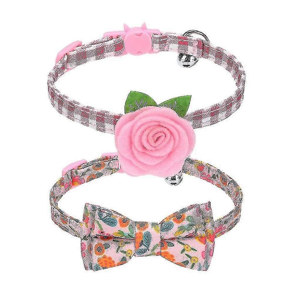Adjustable Breakaway Cat Collars - 2 Pack Kitten Collars With Bells And Removabl
