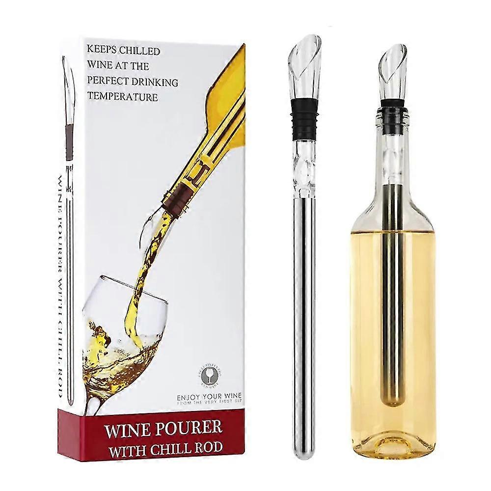 Refrigeratore di vino, refrigeratore di vino con versatore di vino in acciaio inossidabile e asta di raffreddamento, bastone di raffreddamento dell...