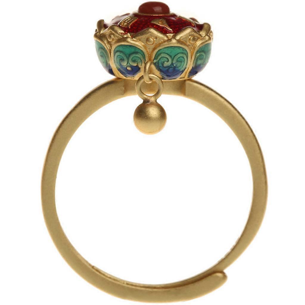 Buddhism Lotus Rotating Ring Adjustable Open Finger Ring for Good Luck Prayer