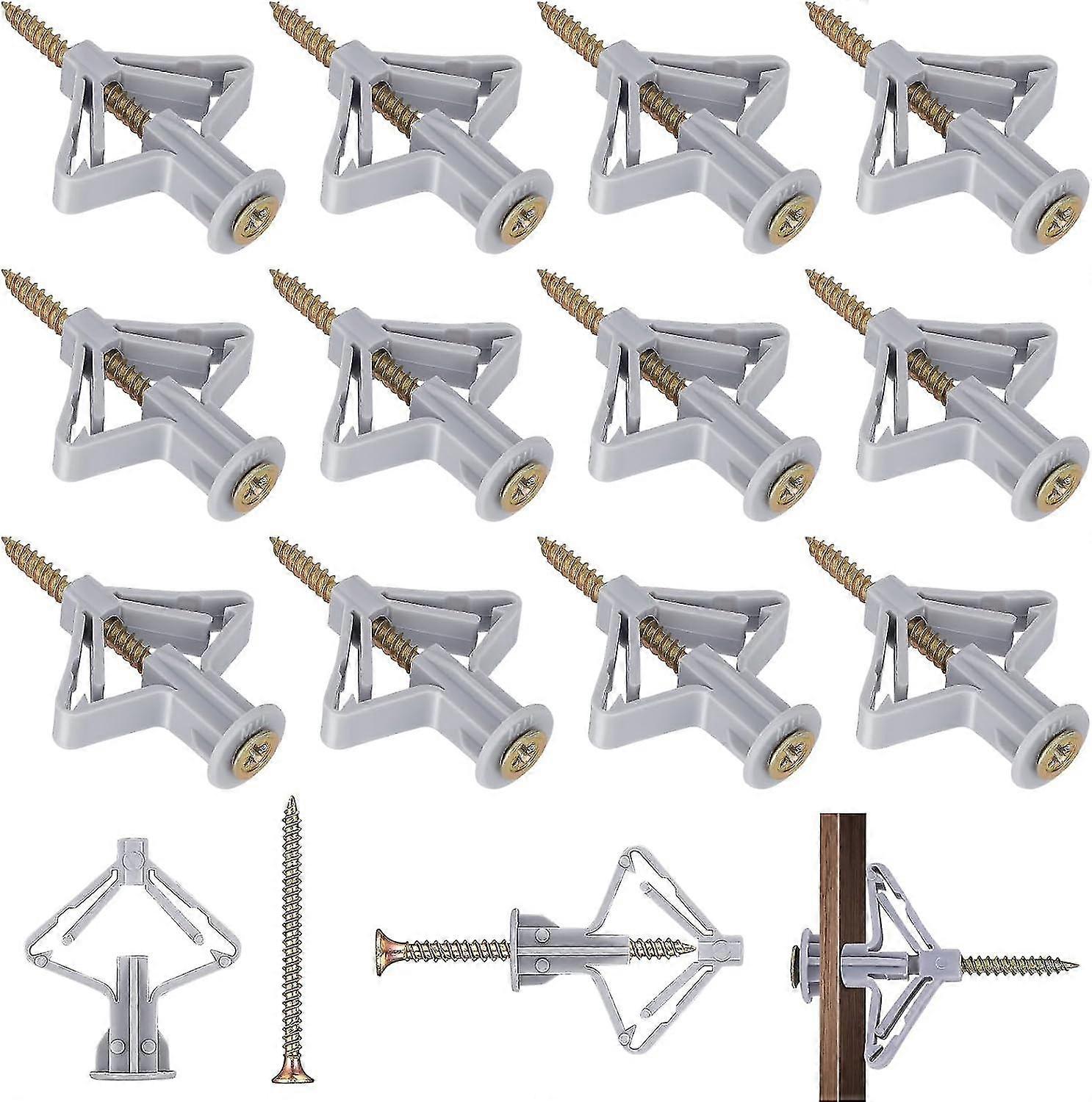 100 قطعة سدادات حائط من اللوح الجصي مثبتات من اللوح الجاف مسامير دريوال ومجموعة سدادات الحائط أنبوب تمدد مضاد للدوران