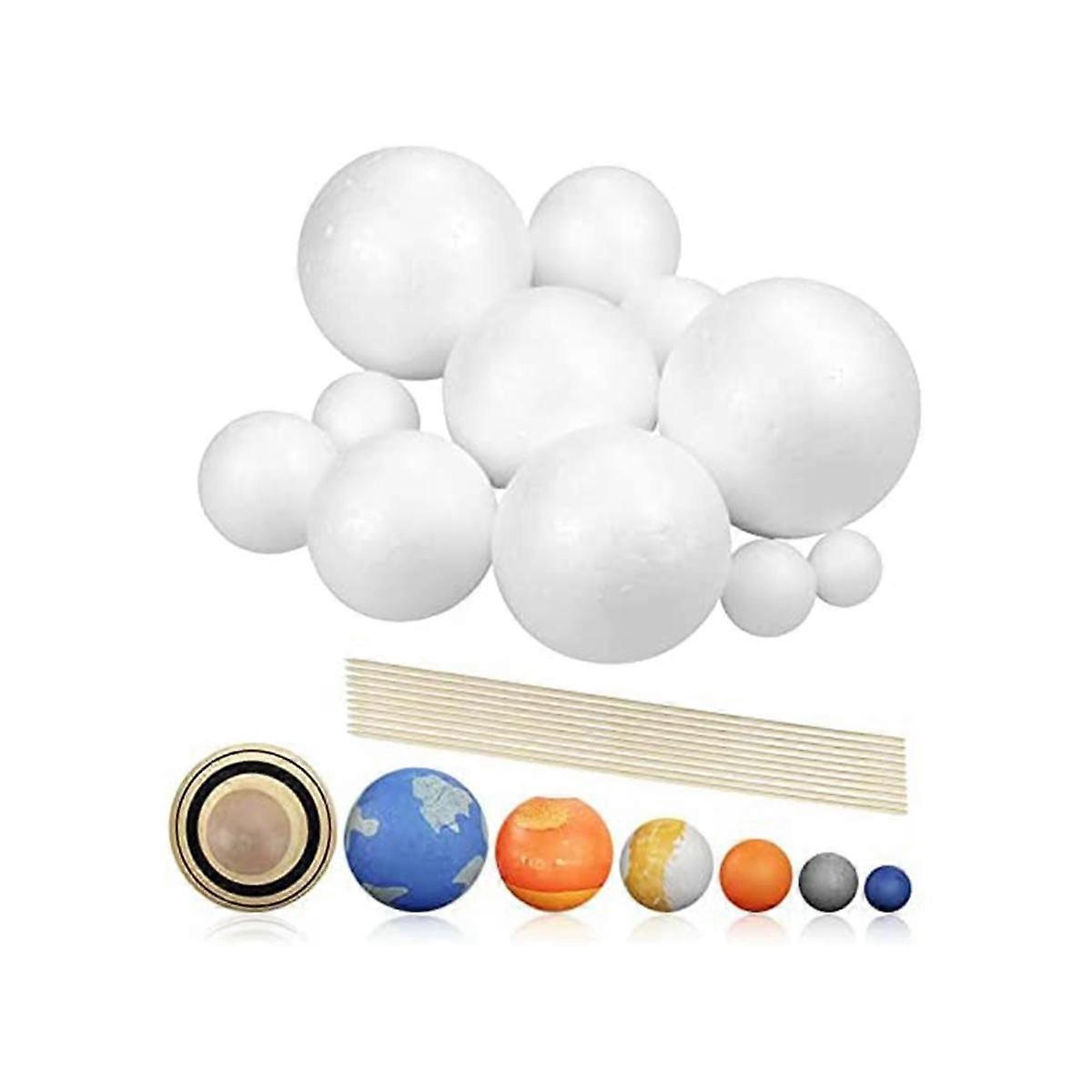 Solar System Project Kit, PlanetModel Crafts 14 Mixed Sized Polystyrene Spheres Balls for School Sc