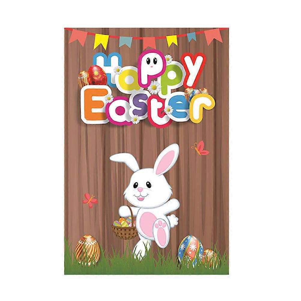 1pc Easter Themed Valance Easter Garden Banner Cartoon Rabbit Flag Ornament