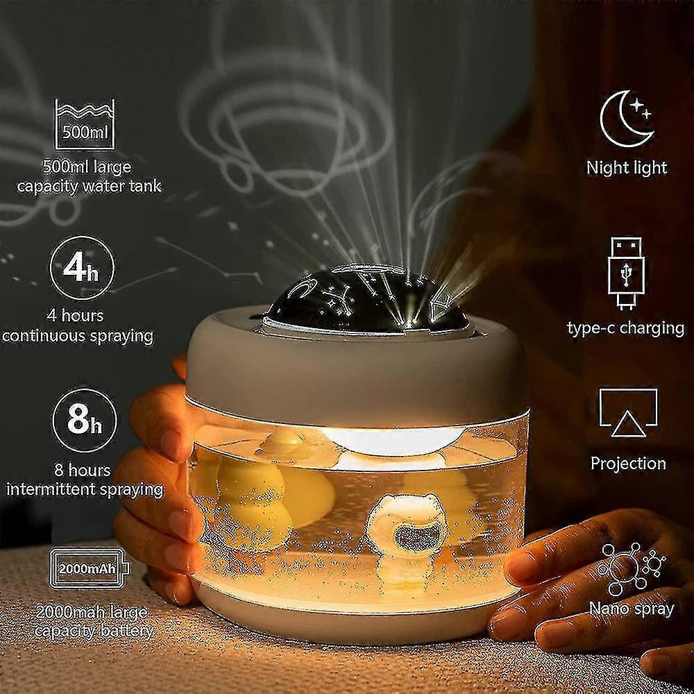360 Degree Rotary Projection Lamp Humidifier Large Capacity Landscape Diffuser With Night Light