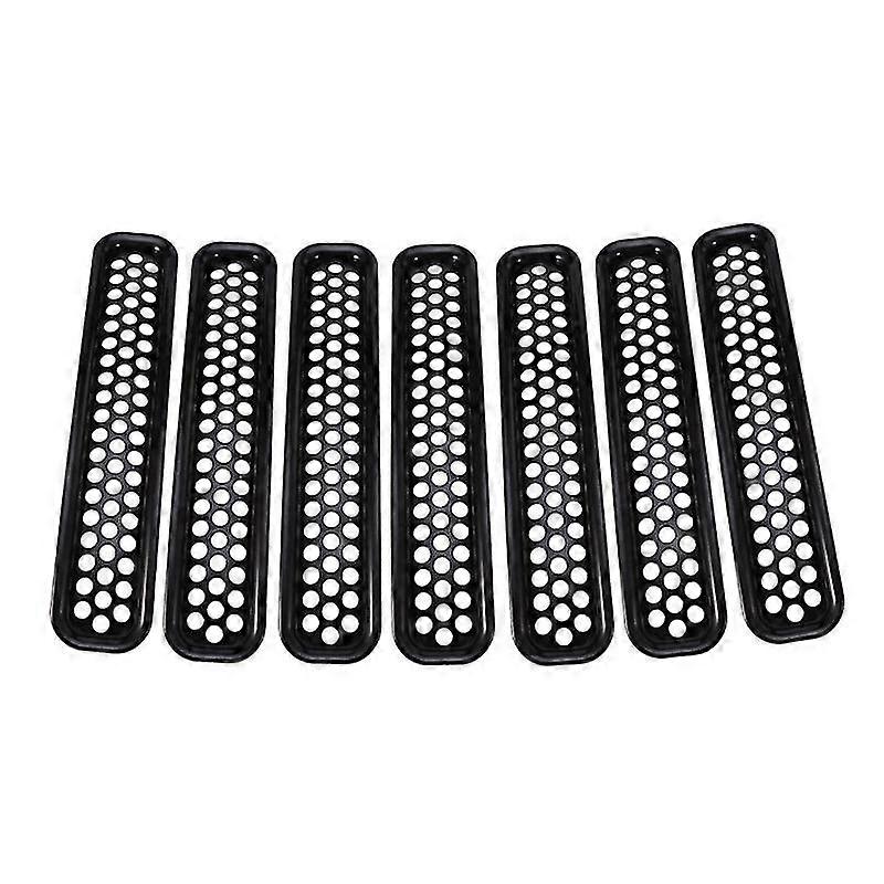 2/7/9pcs Abs Black Car Front Middle Net Grille Trim Ring Proecter Frame For Jeep Wrangler Tj 1997-2006