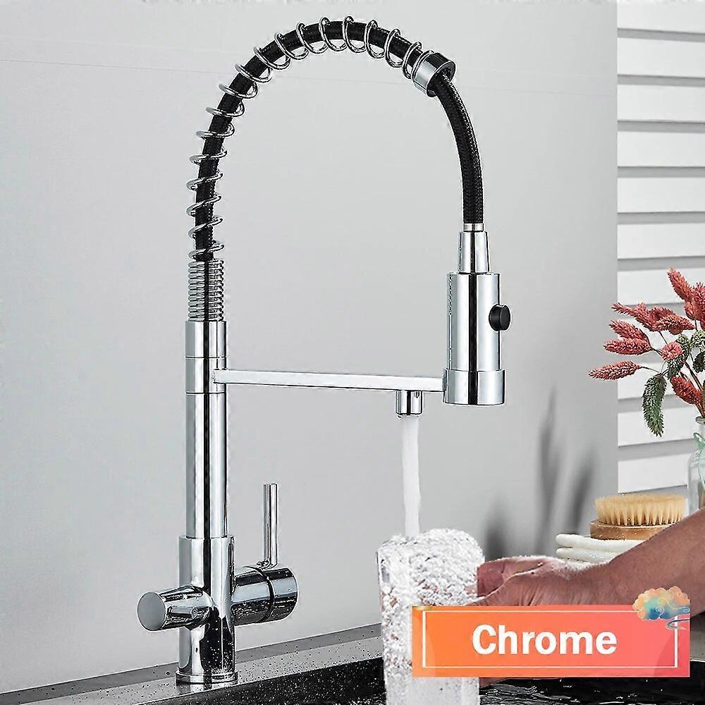 rozin Gun Grey Filter Water Kitchen Faucet Black Pull Down Spring 3 Way Faucets Brass 360 Swivel Purification Water Mixer Tap