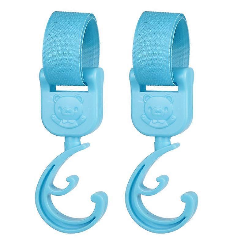 2Pcs Baby Stroller Hooks Double Layer Anti-slip Portable Rotating Cartoon Bear Pram Clips for Home