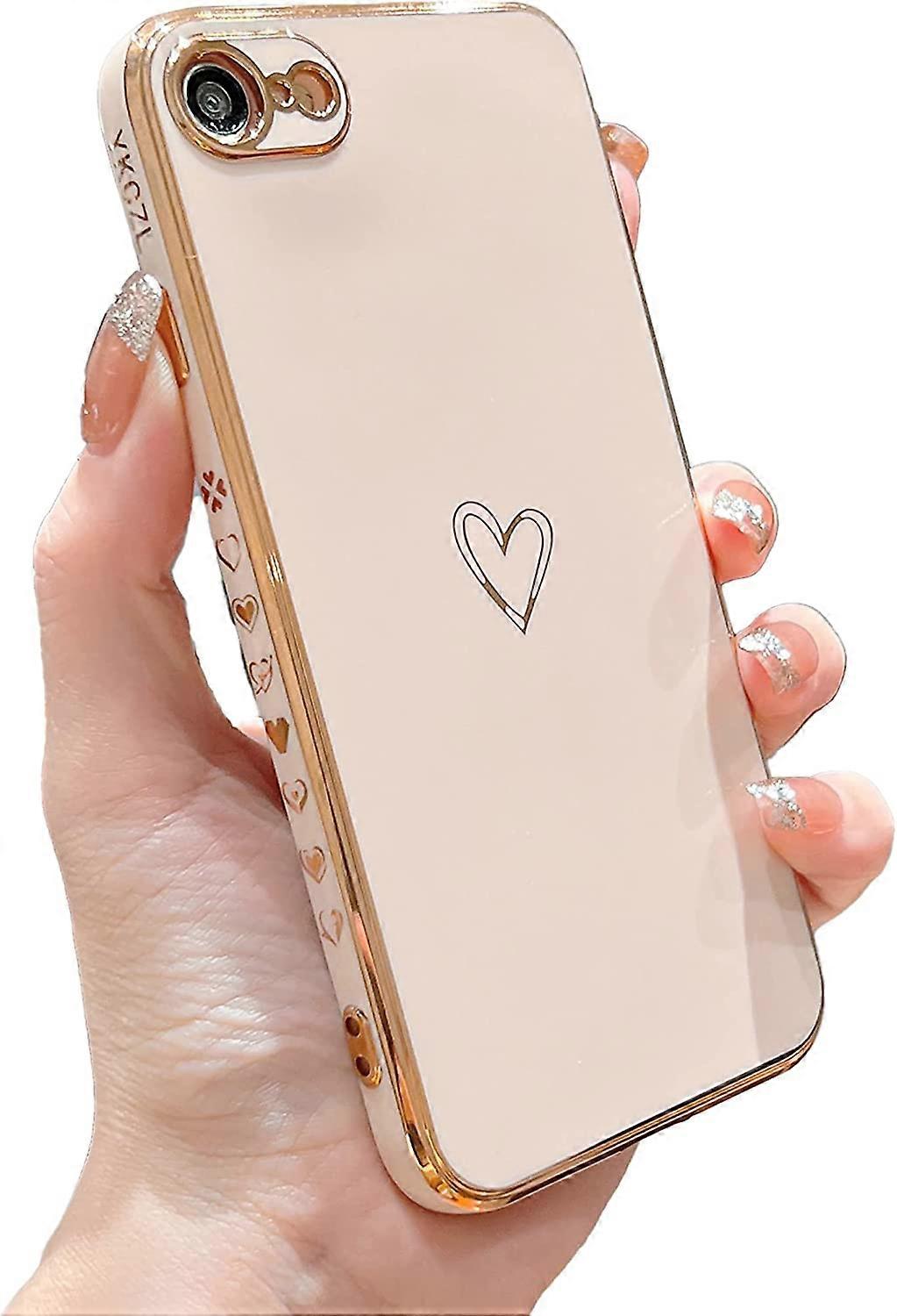Compatible with iPhone SE 2022 Case/iPhone SE 3 Case 2022 / iPhone SE 2020 Case/iPhone 8 Case/iPhone 7 Case with Loving Heart Pattern Side Print Desig