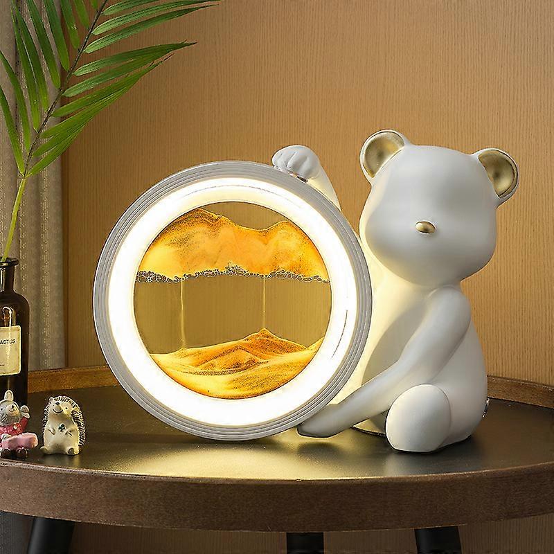 Lampe de bureau mobile de peinture de sable, 3D Deep Sea Liquid Dynamic Sand Painting Activity Calm Relaxation Jouet de bureau, lampe de sable rotative à 360°, adaptée à la maison 