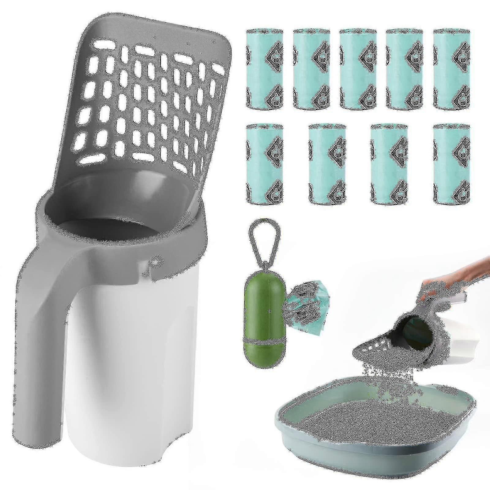 Cat Litter Scoop, Upgraded Cat Litter Scoop With Holder Litter Shovel With Bag And Waste Can Cat Scooper