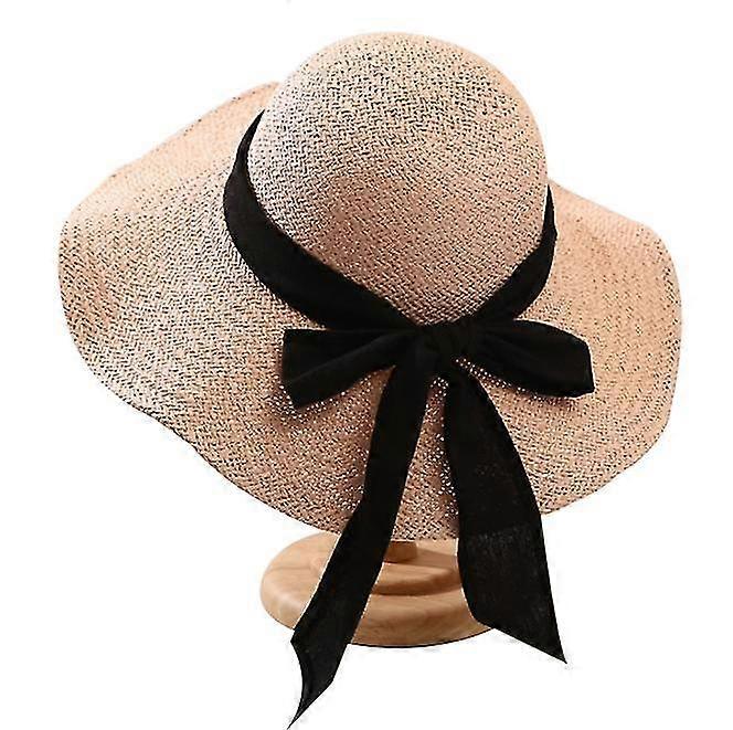 Women's Straw Hat Wide Brim Floppy Beach Hat Adjustable Sun Hat