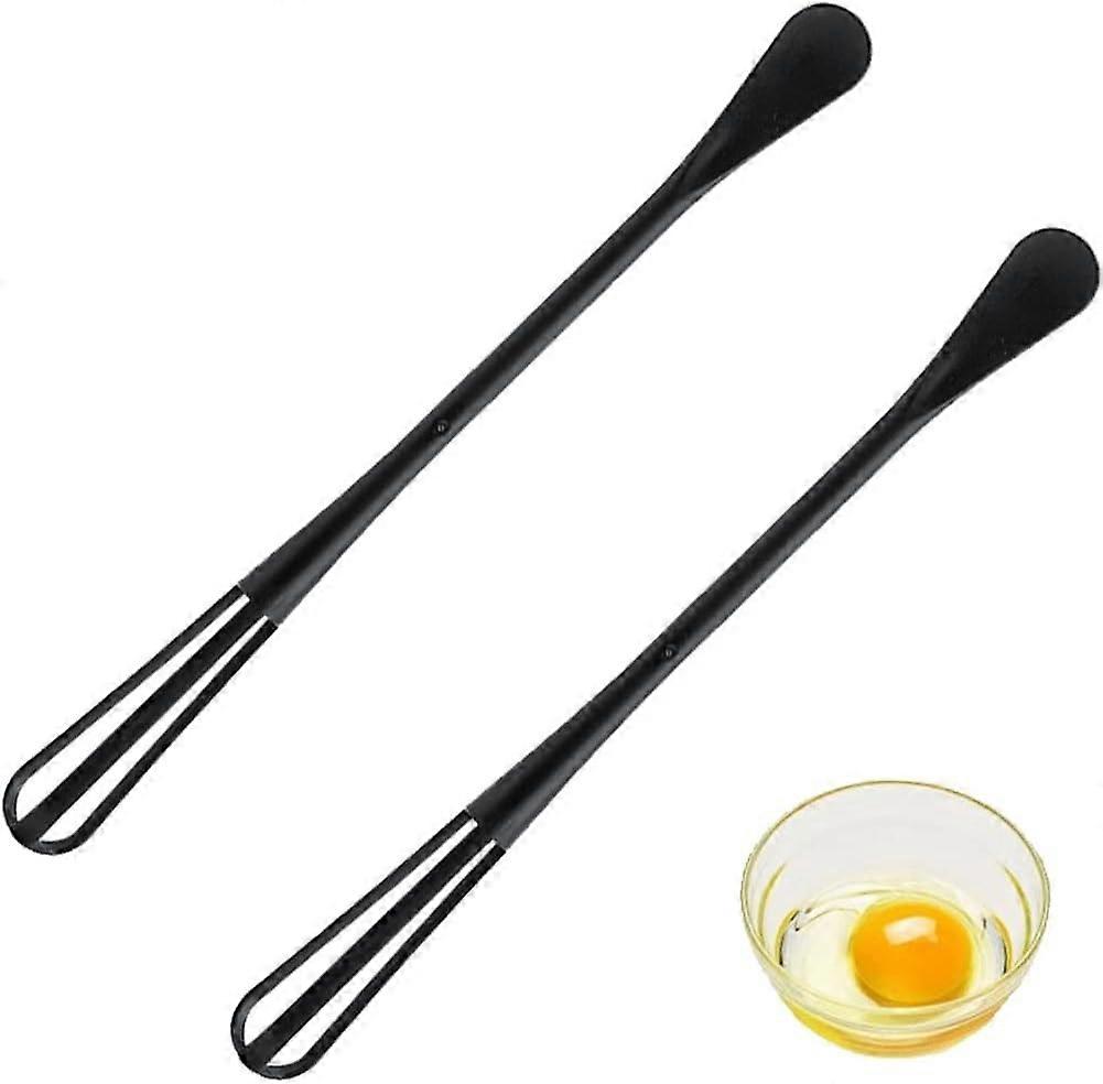 2pcs Egg Whisk Plastic Mini Multifunctional Egg Beater Kitchen Utensil with Teaspoon Egg Tools Accessories