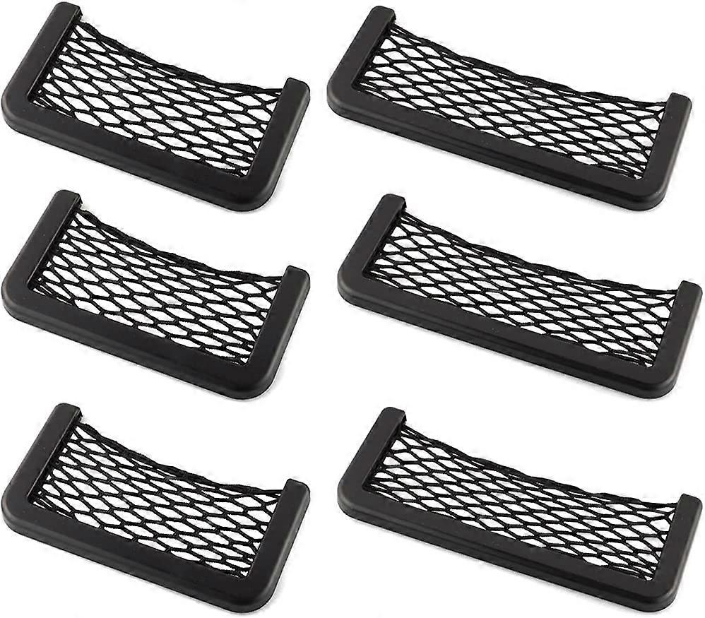 Car Storage Net Bag, 6 Piece Set Black Car Trunk Organizer, Mesh Car Storage Net