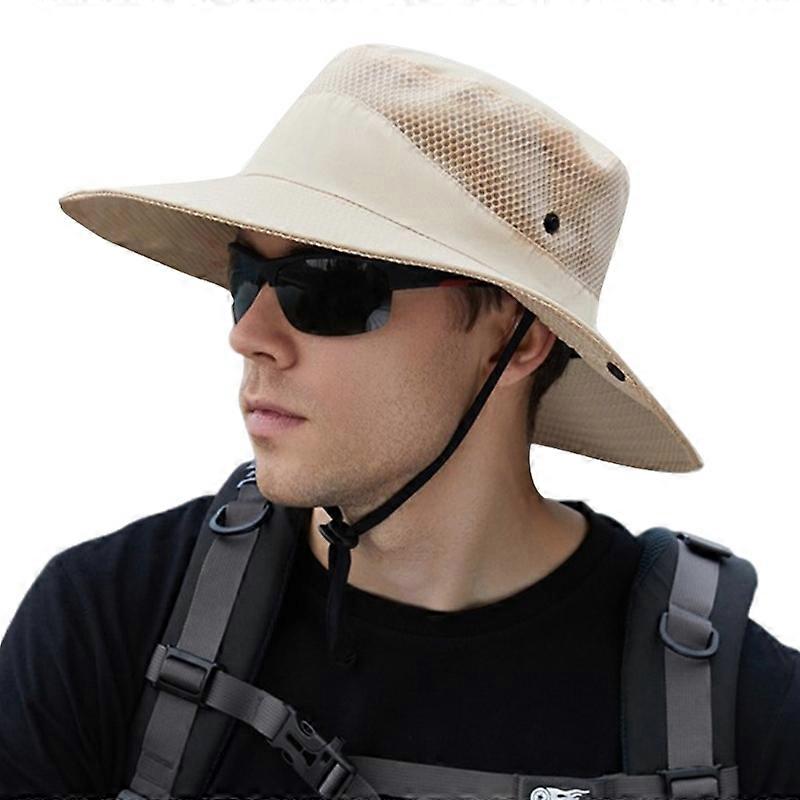Bredbrem hatt Fiskehatt for menn Beskyttelse med netting Turhatt Safarihatt UV-beskyttelseshatt Strandhatt DXAA