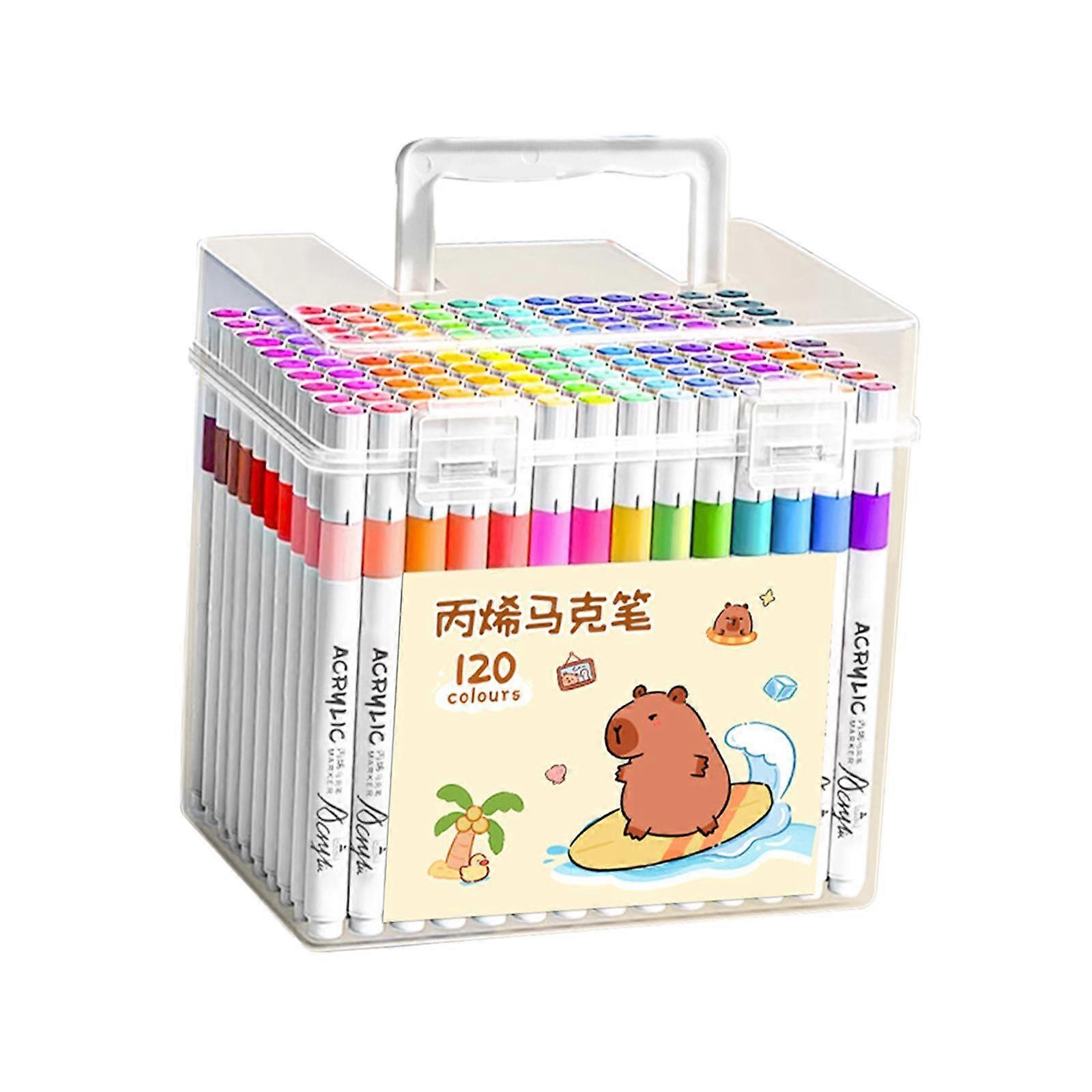 120x Acrylic Paint Markers Professional with Storage Box for Wood Mug Canvas
